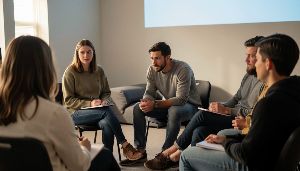 A conversation opens in the minutes after a short film ends. Illustrative image, generated with AI.